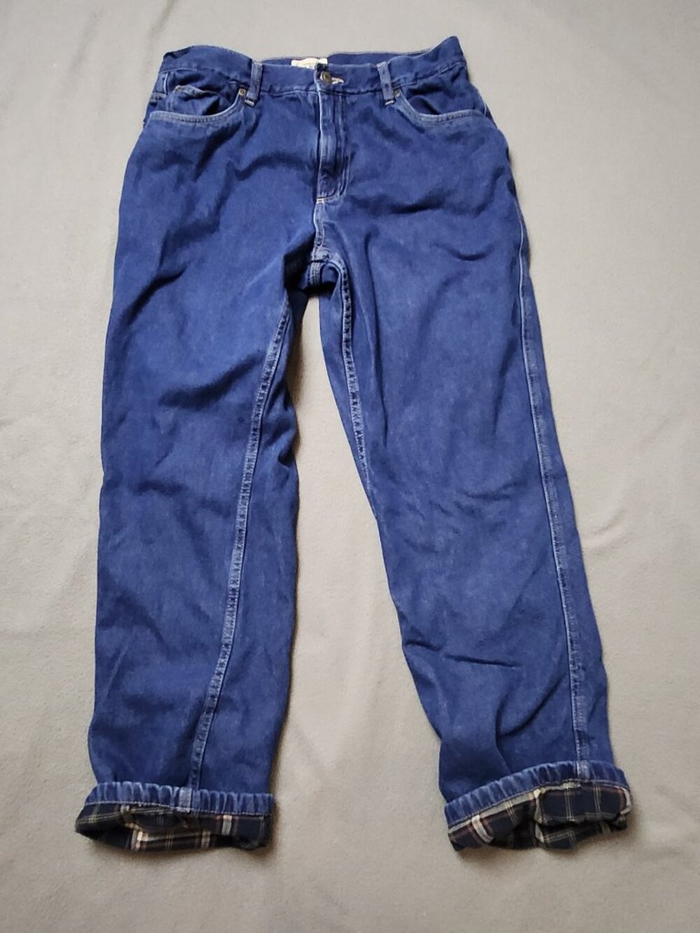 Red Head Brand Co Flannel Lined Jeans Mens 34 Blue Denim Plaid Lined Bass Pro
